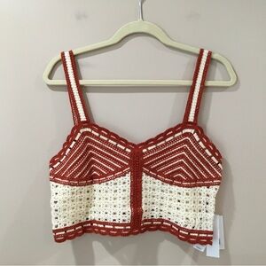 NWT JASON WU Crochet Crop Top Sz 8 Sleeveless Scallop Edge Boho Hippie Tank